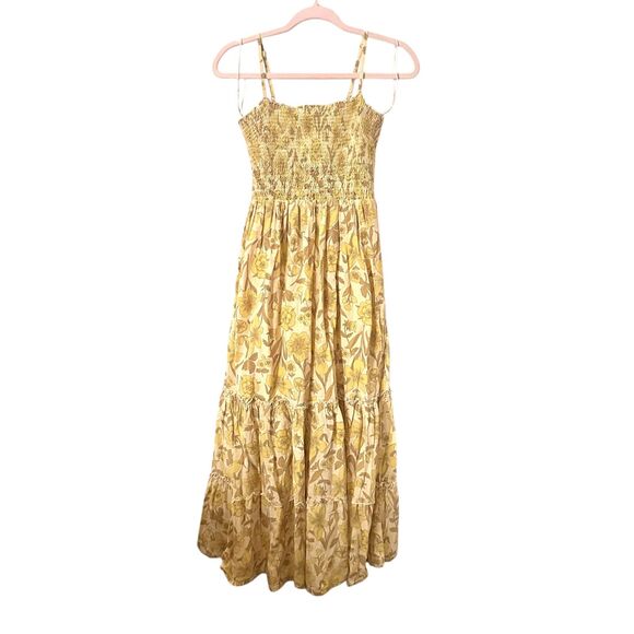 URBAN OUTFITTERS Athena Floral Smocked Maxi Dress Yellow Small - Picture 2 of 6